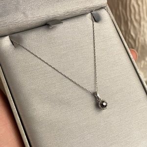 Zales Silver Necklace with Black Stone